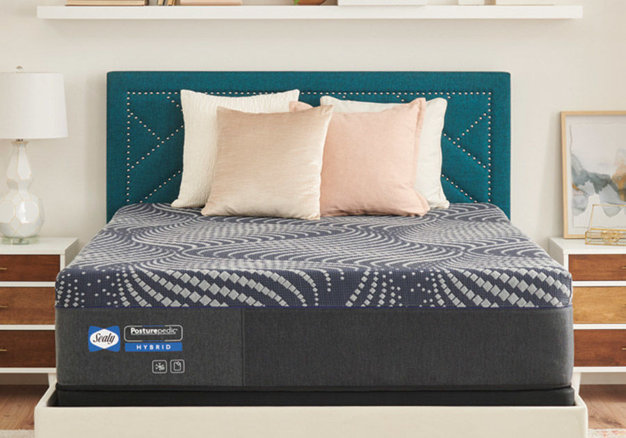 Sealy Posturepedic Hybrid mattress in a bedroom